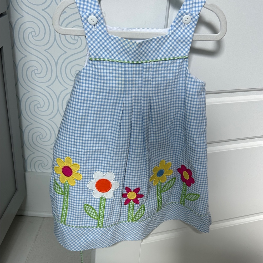 Florence Eiseman Blue Checkered Dress with Floral Design